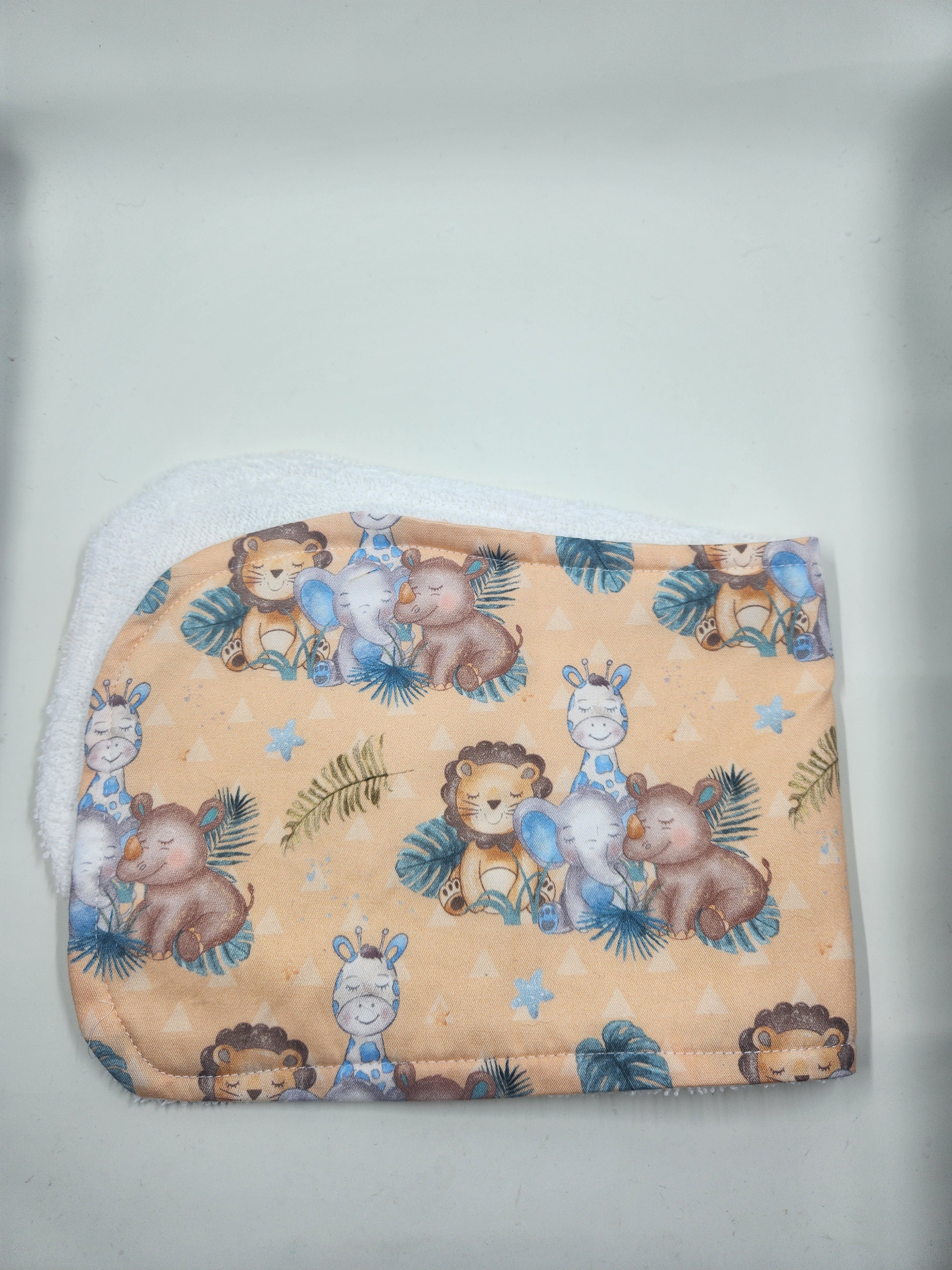 Orange Safari Animals Burp Cloth