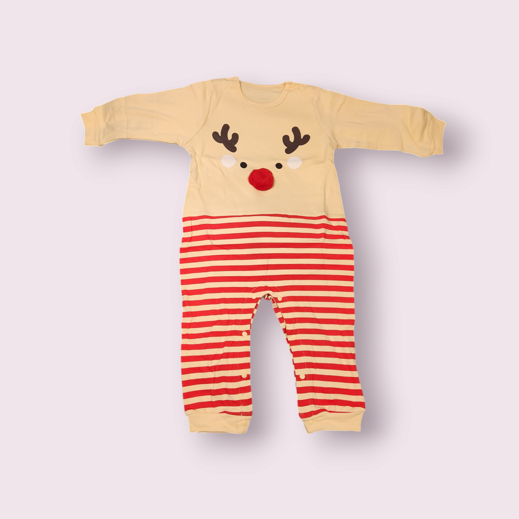 Beige Reindeer Romper Set