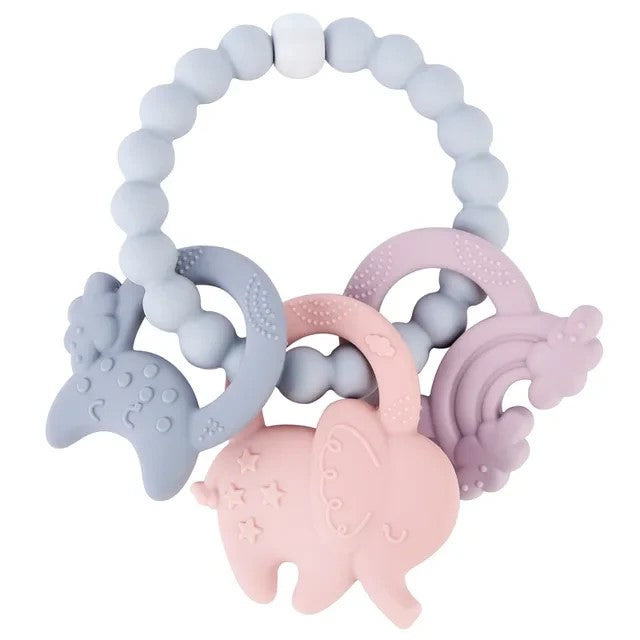 Silicone Teething Ring Pink Elephant