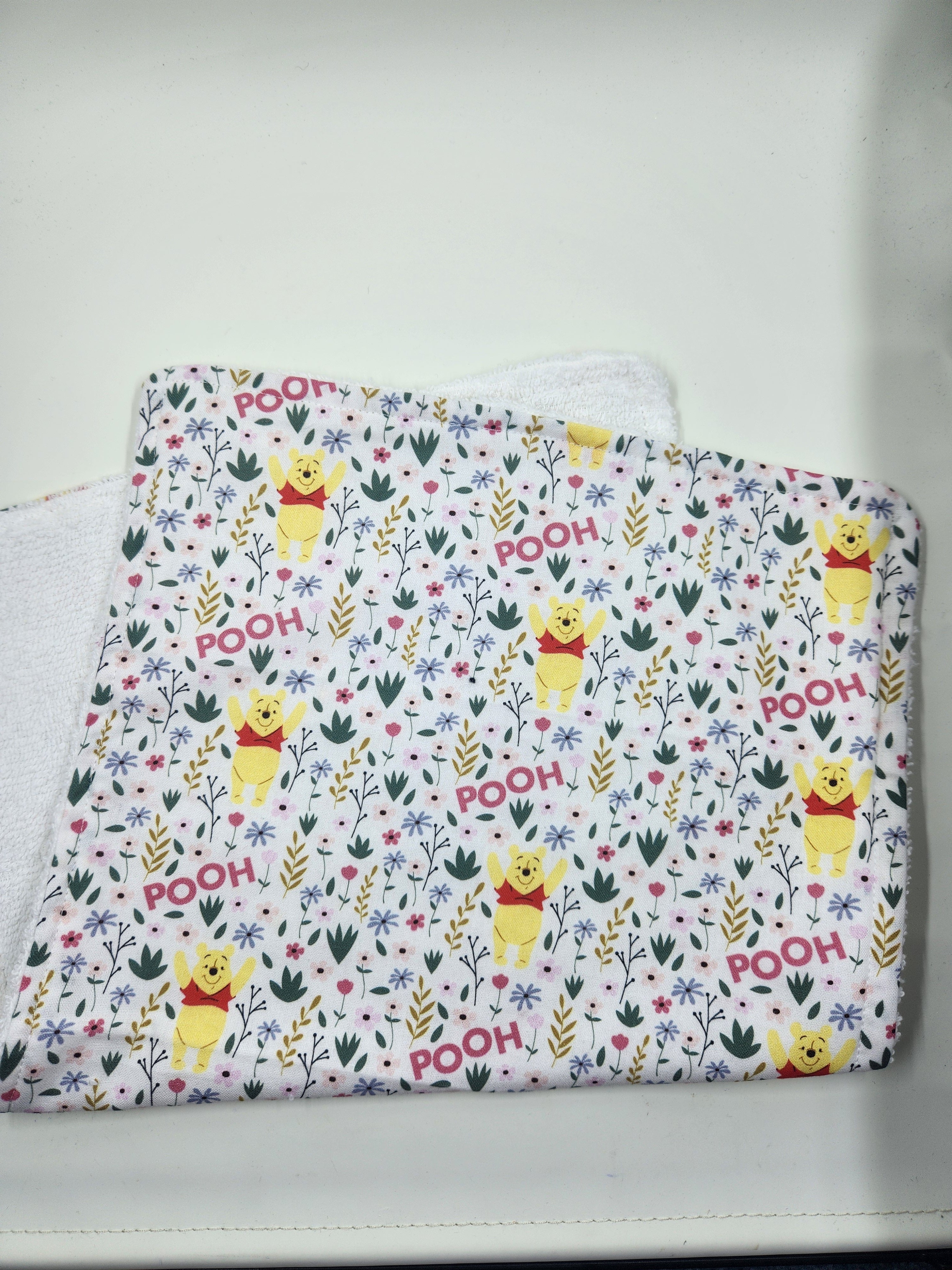 White Floral Bear Burp Cloth