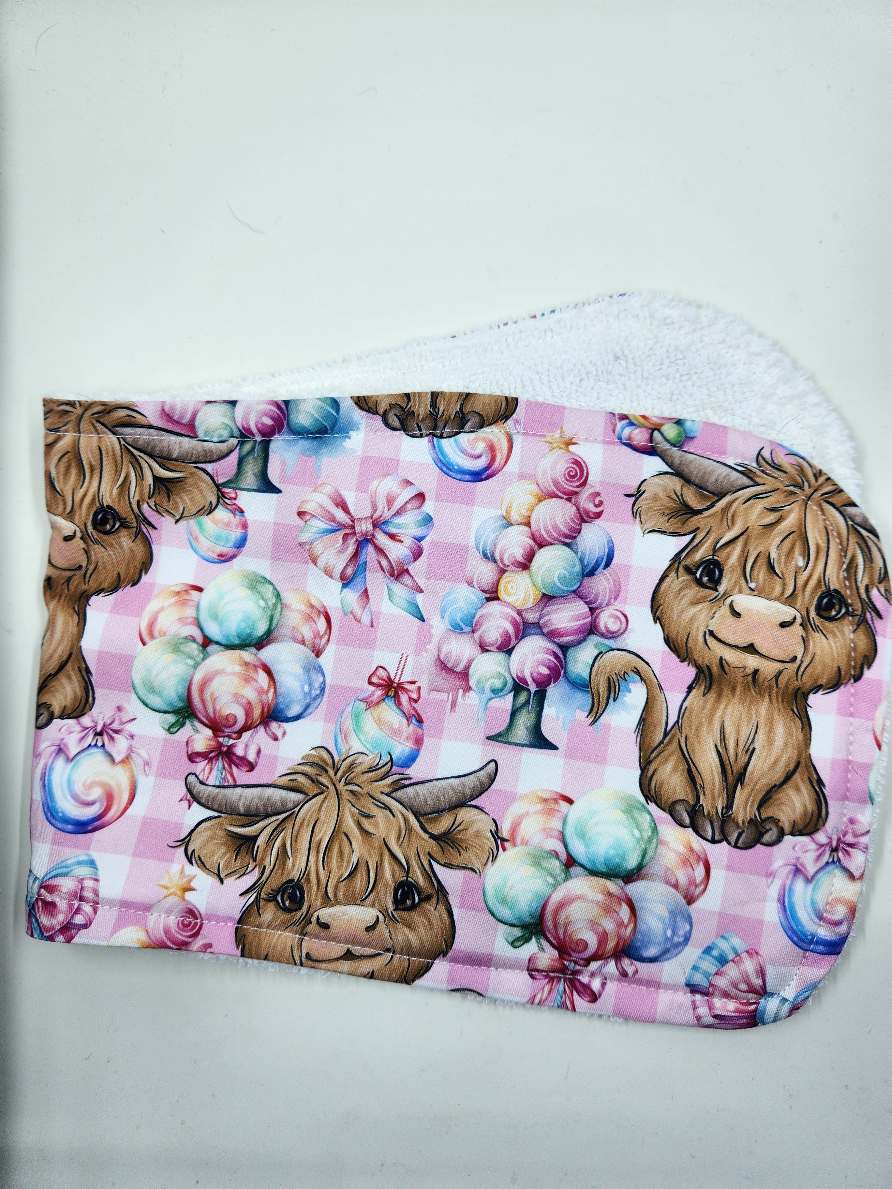 Pink Cow Candyland Burp Cloth