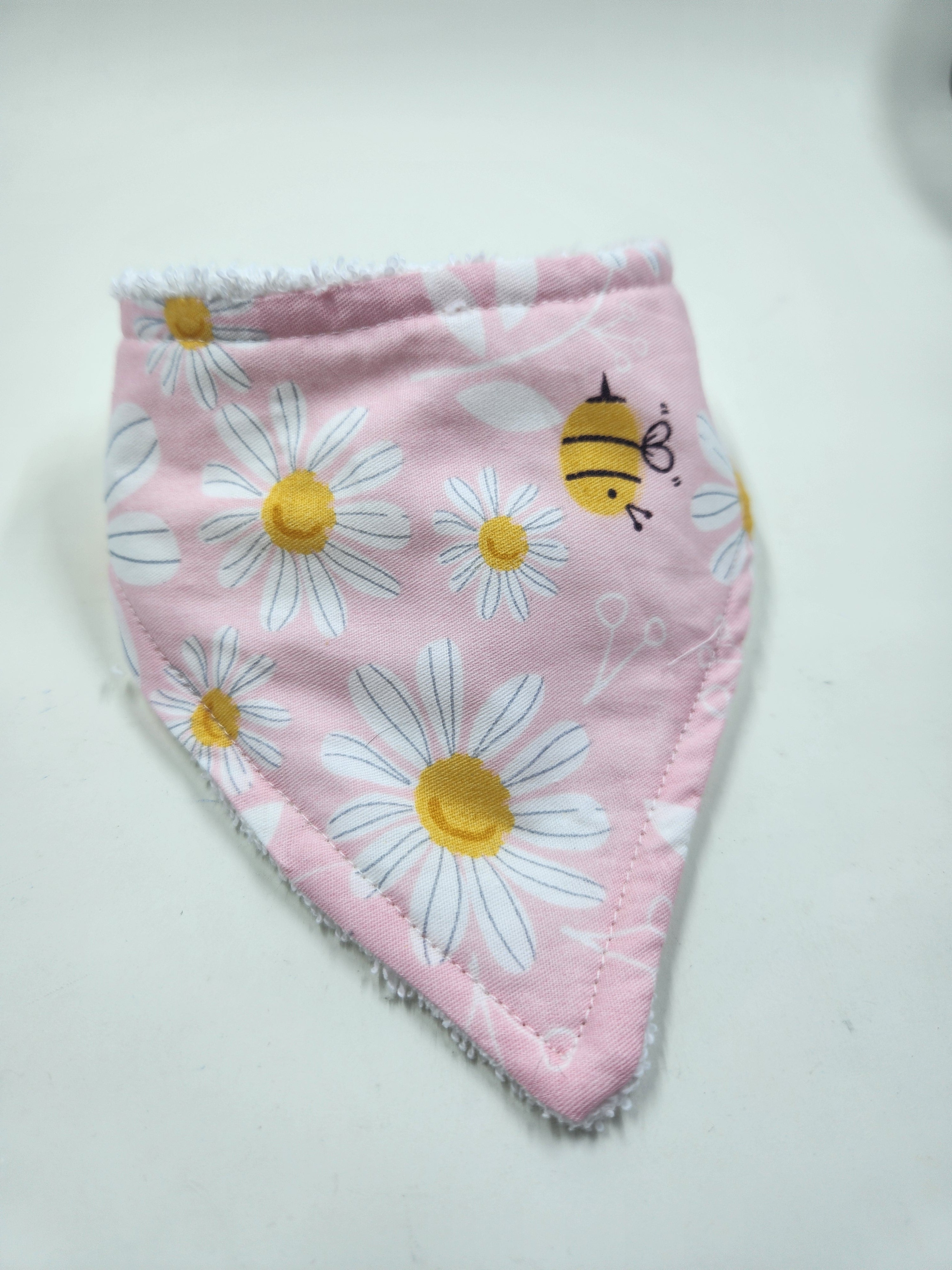 Pink Daisy + Bee Dribble Bib