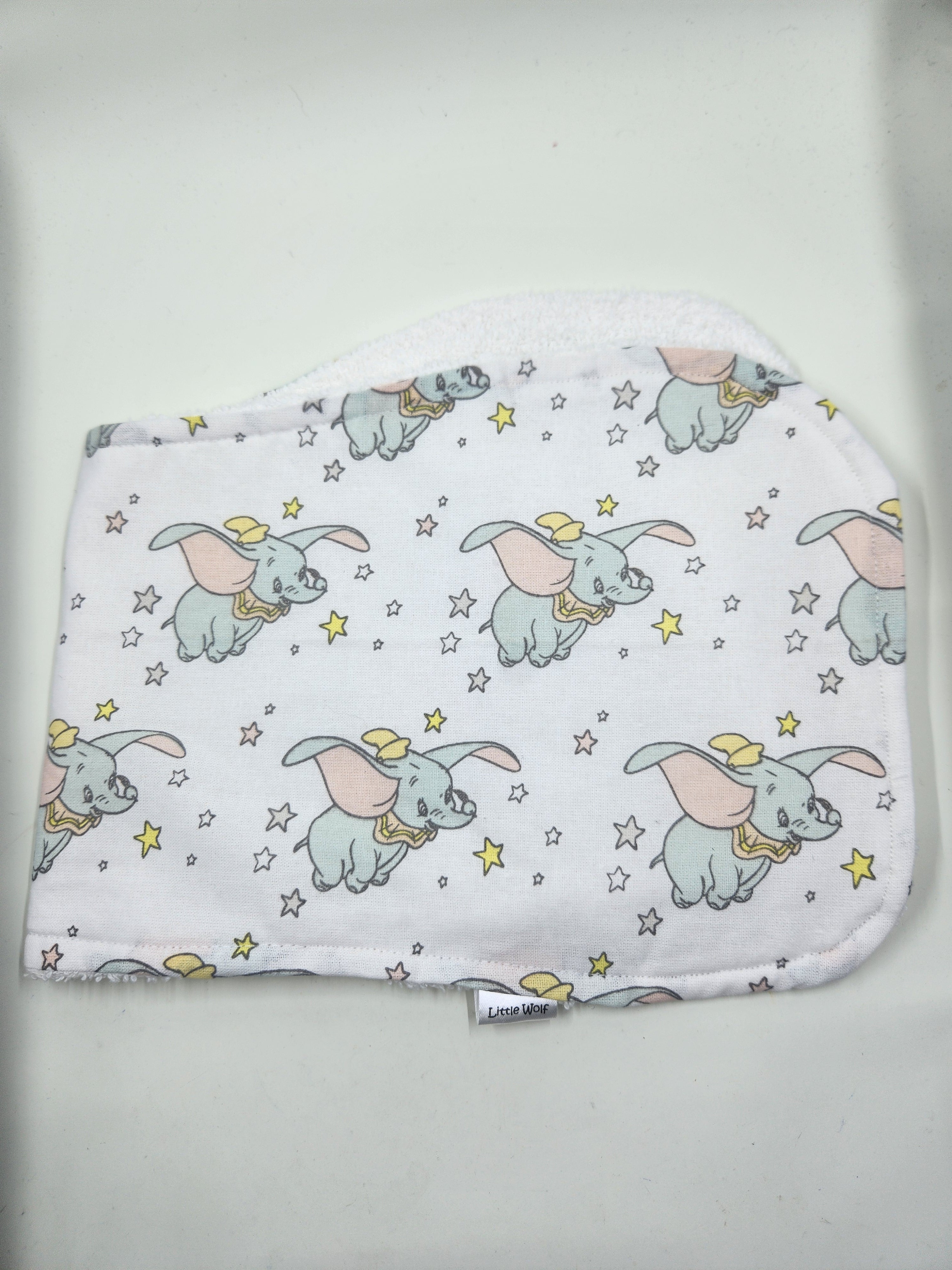 Flying Elephant + Stars Burp Cloth