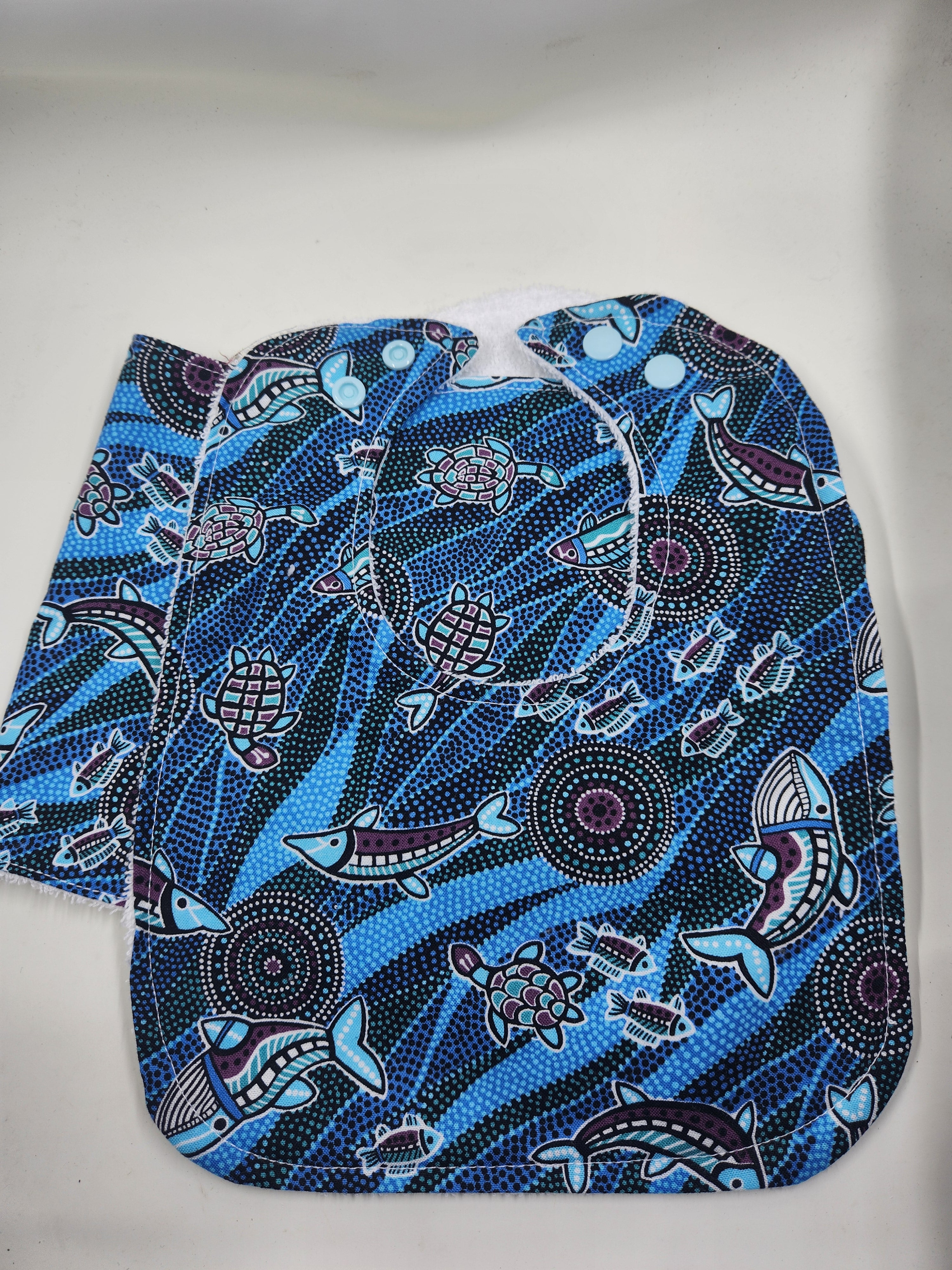 Indigenous Fish Bib + Burp Cloth Set
