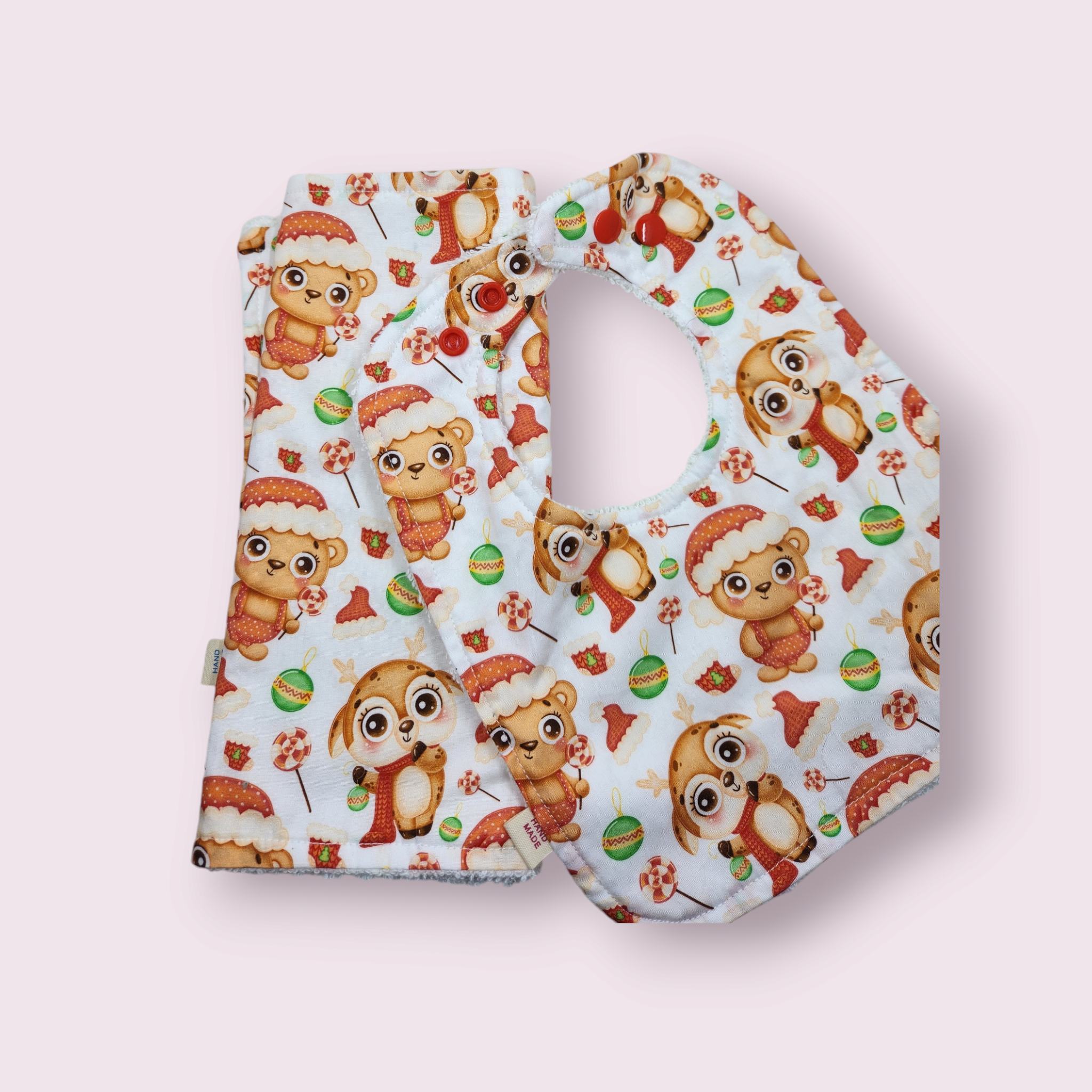 Christmas Deer + Bear Bib + Burp Cloth Set