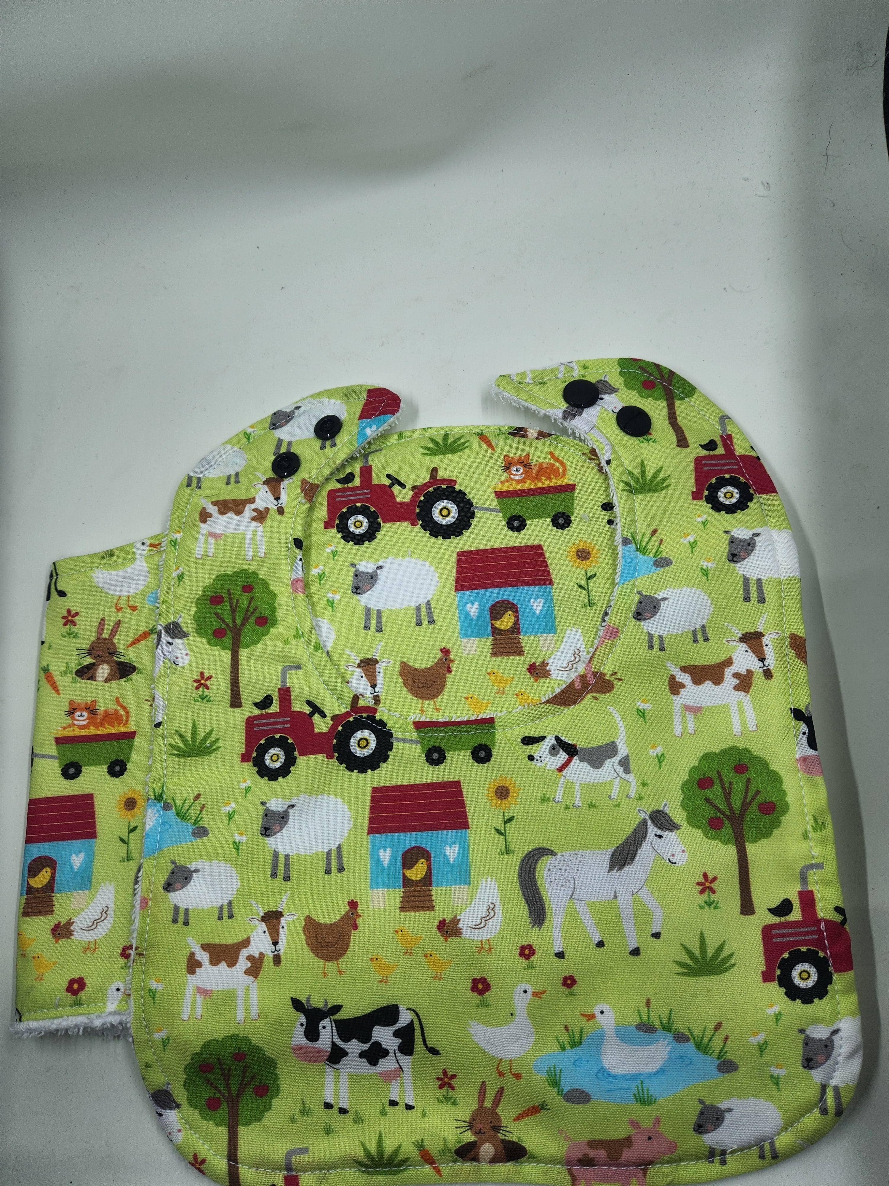Green Farm Bib + Burp Cloth Set