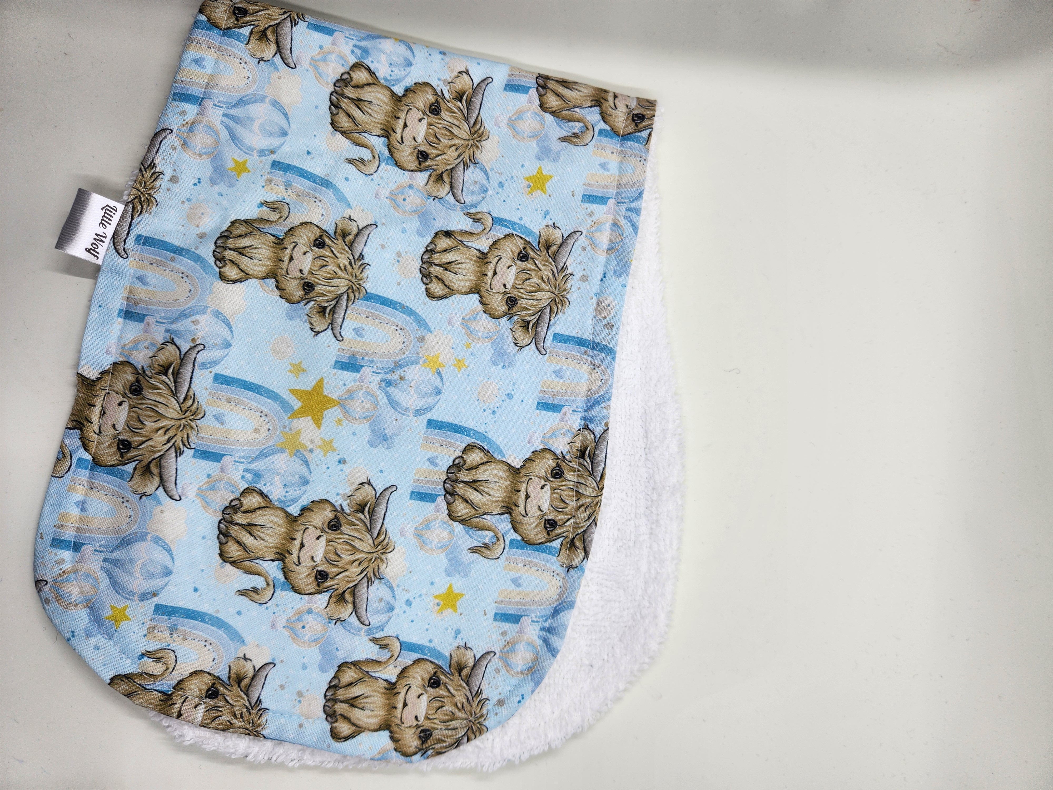 Blue Rainbow Cow Burp Cloth