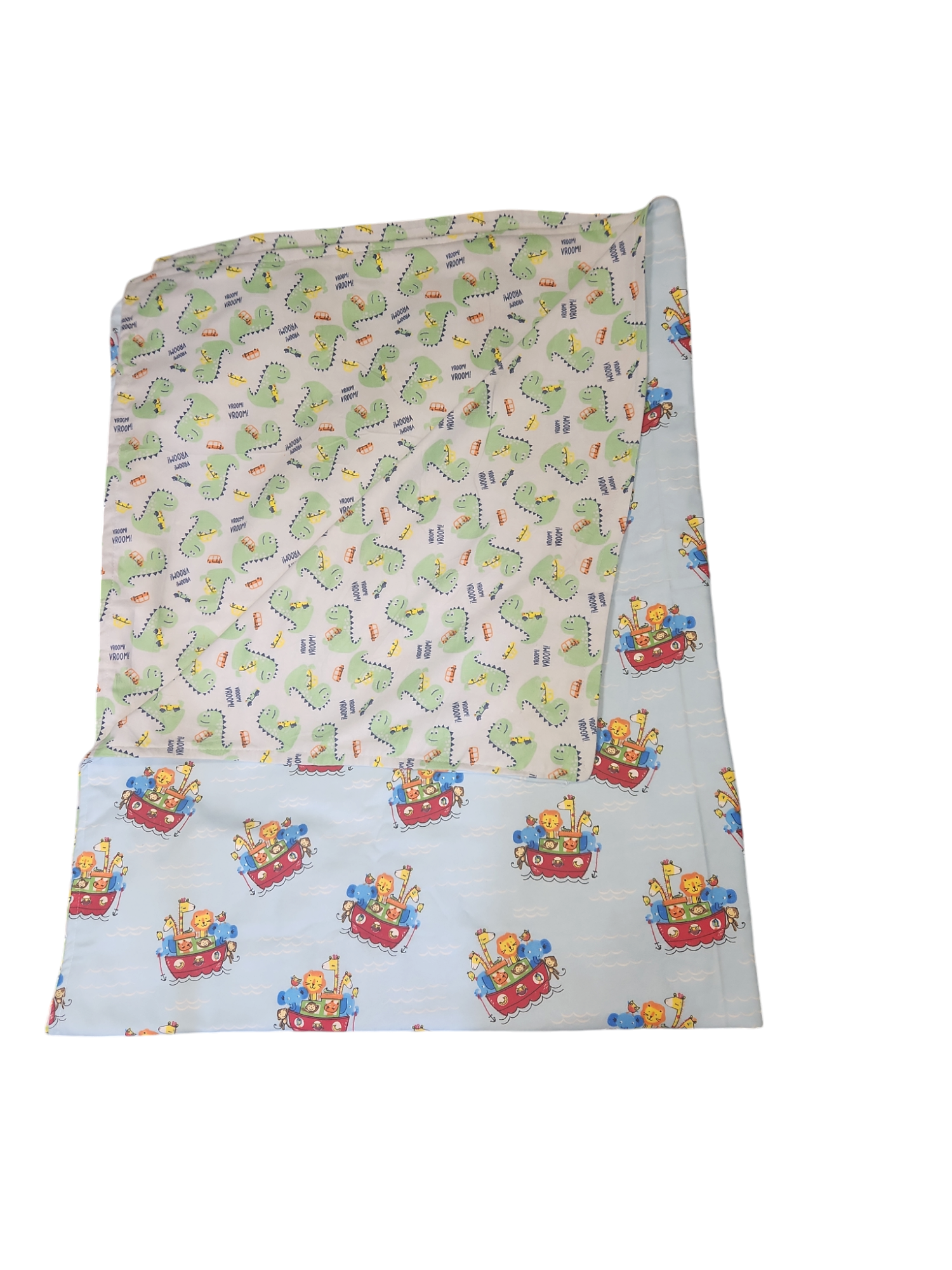 Reversible Blue Animals + Dino Flannelette  Blanket