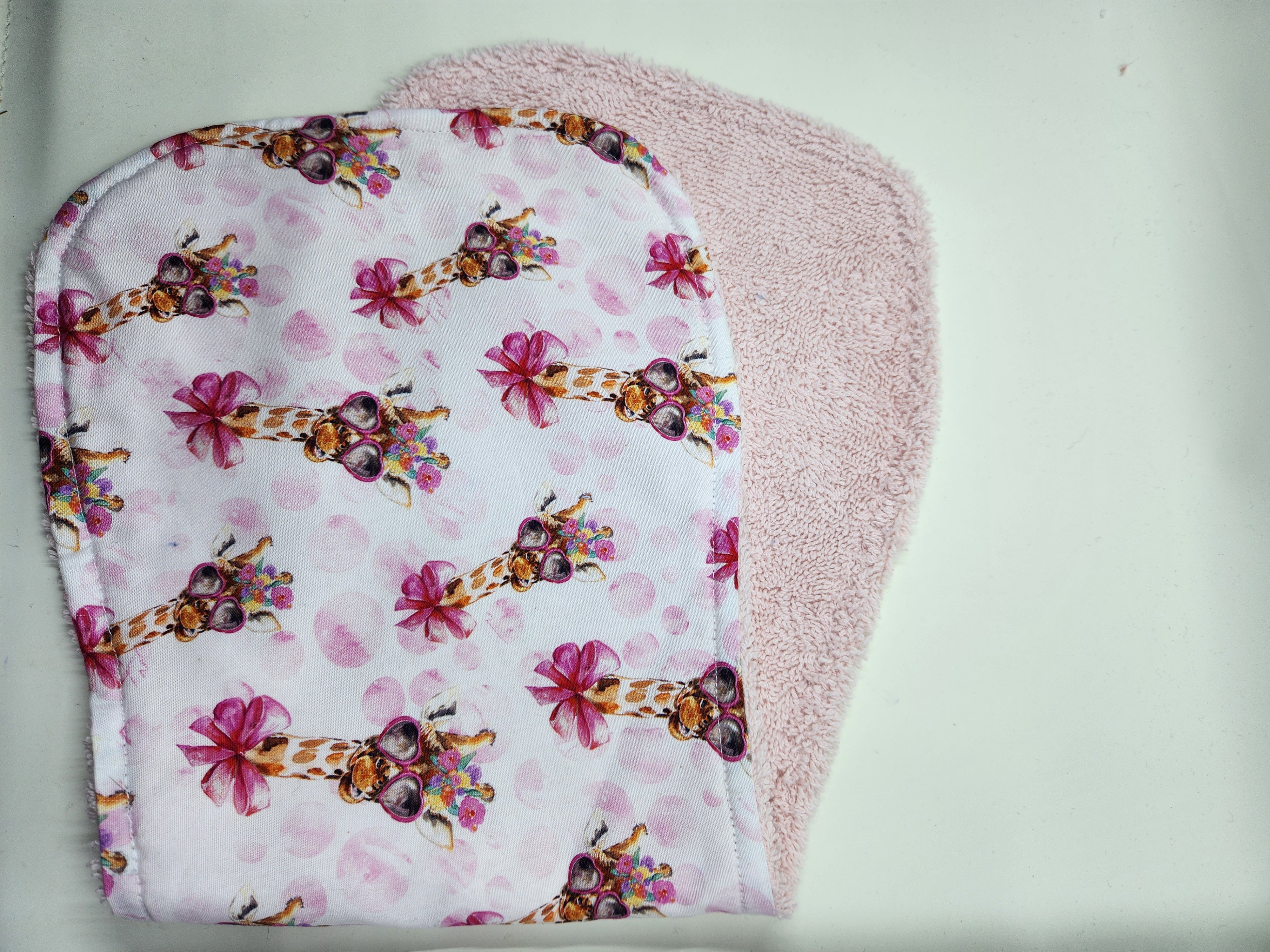 Pink Floral Giraffe Burp Cloth