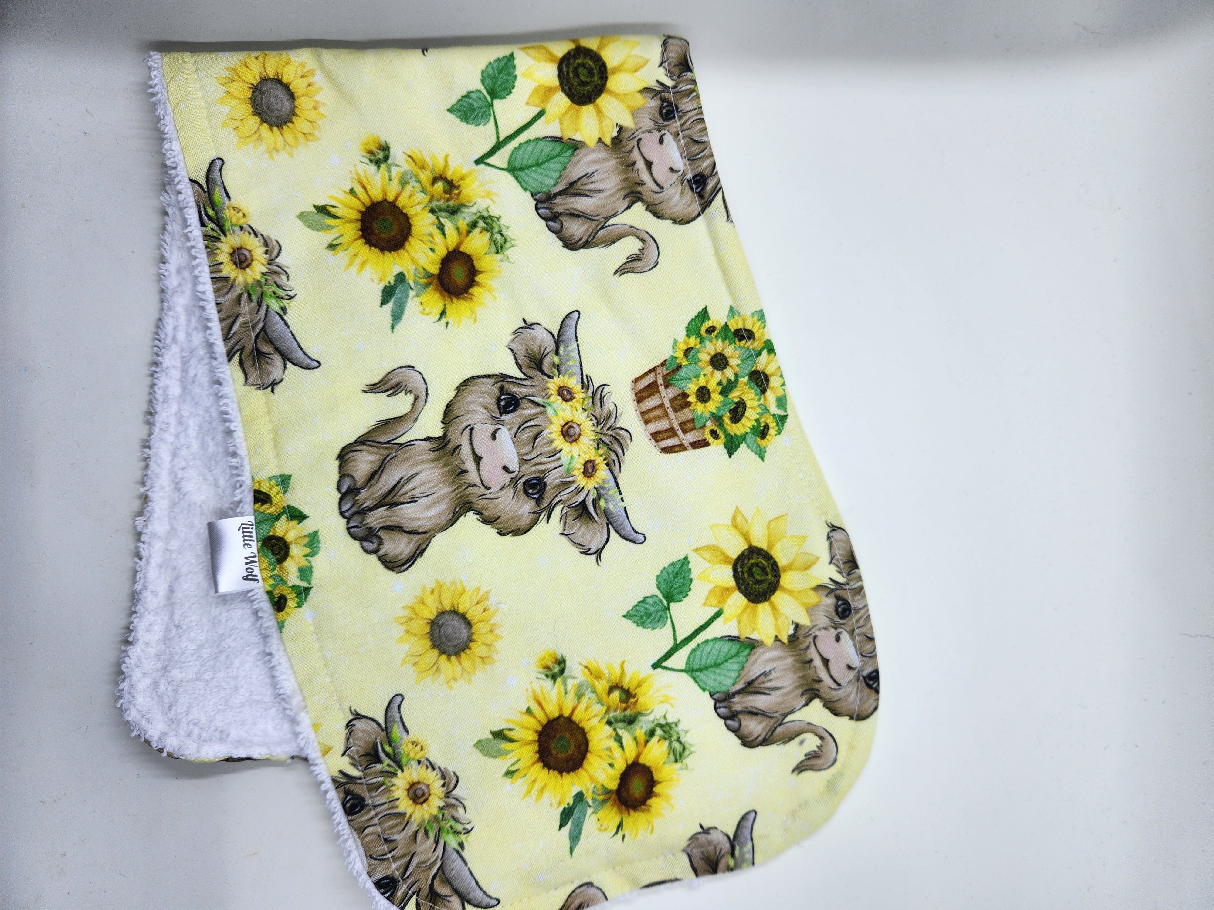 Yellow Sunflower Cow Burp Cloth