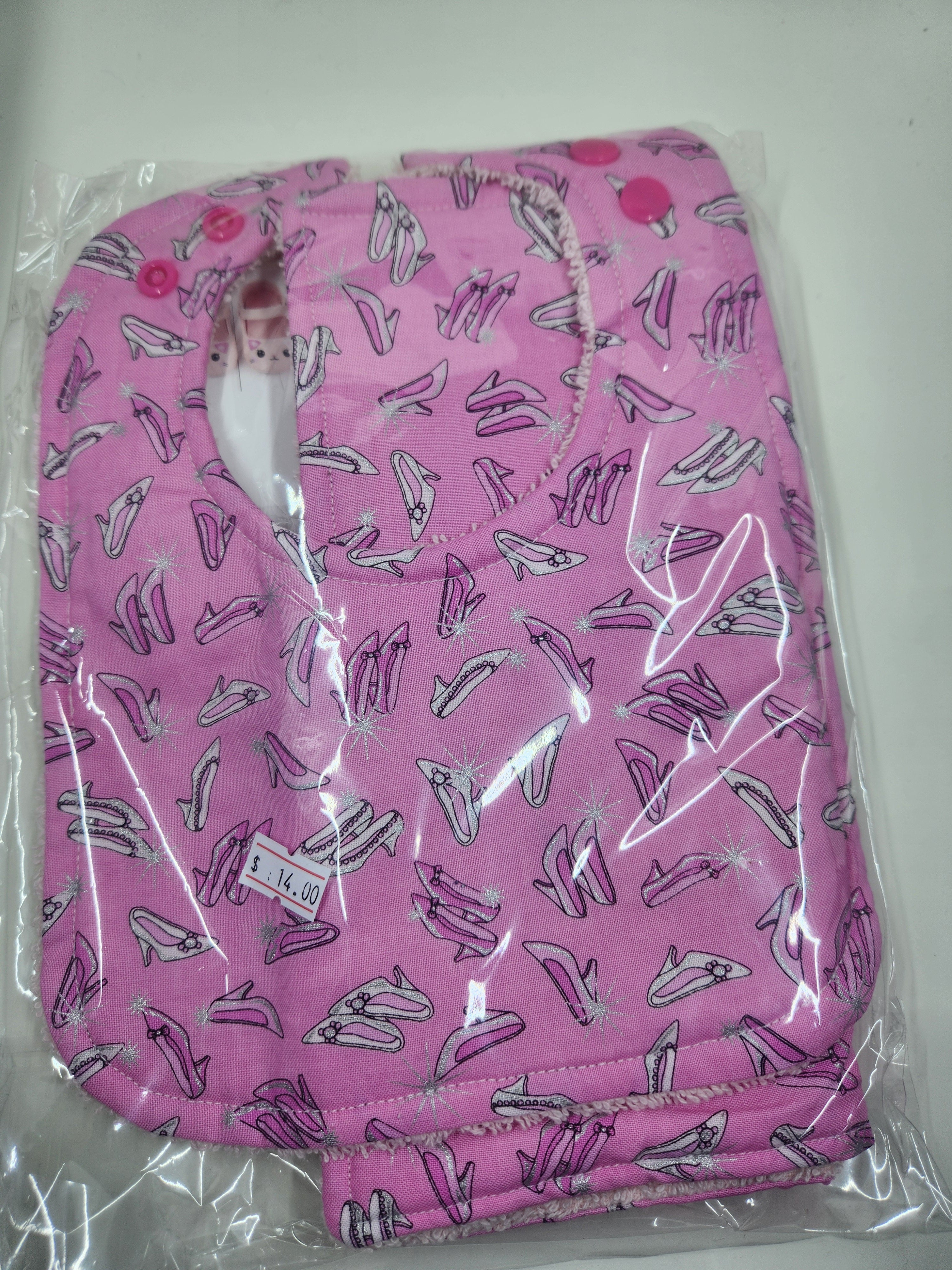 Pink Shoes Bib + Burp Cloth Set