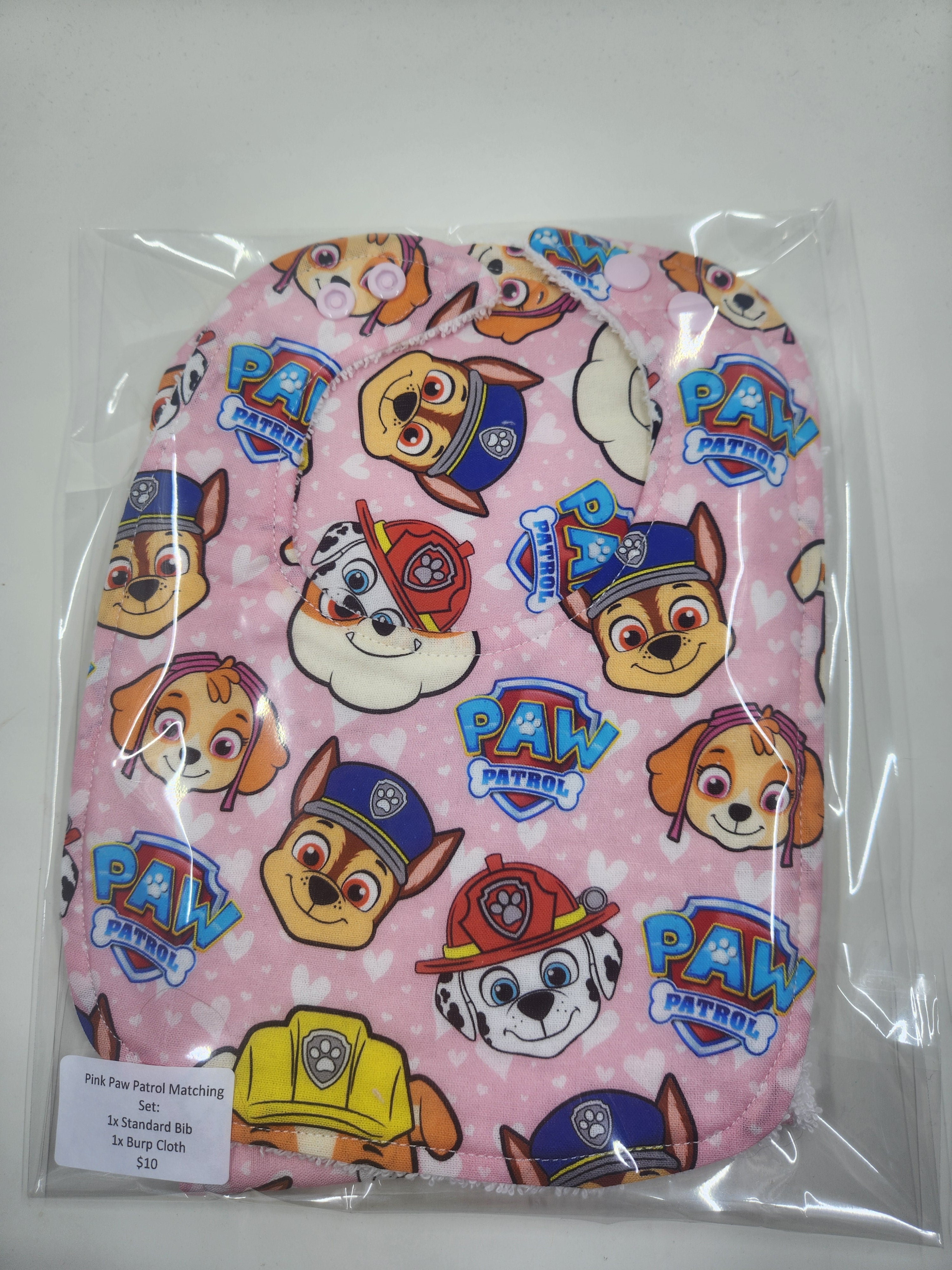 Pink Dog Bib + Burp Cloth Set