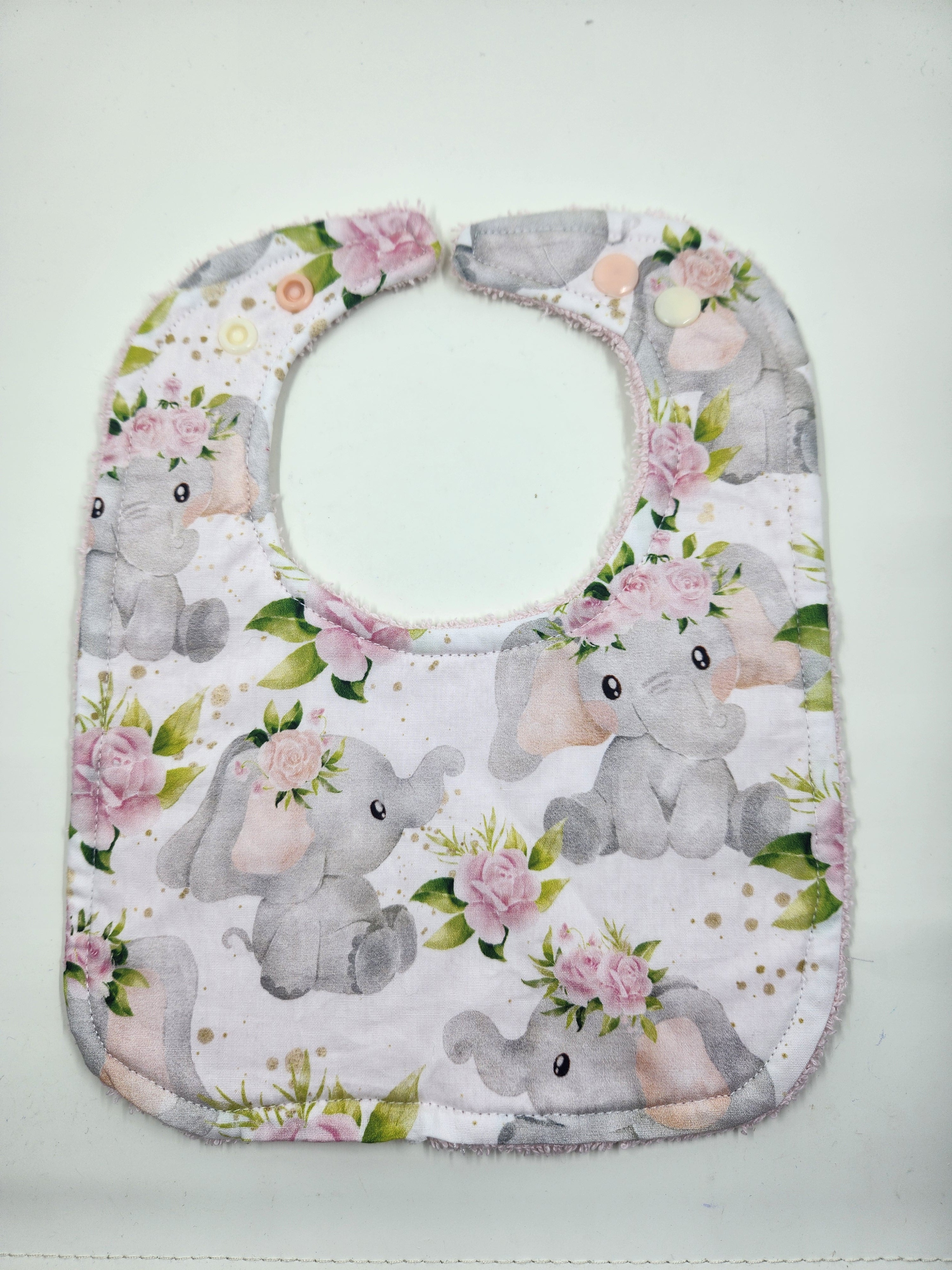 Pink Floral Elephant Bib