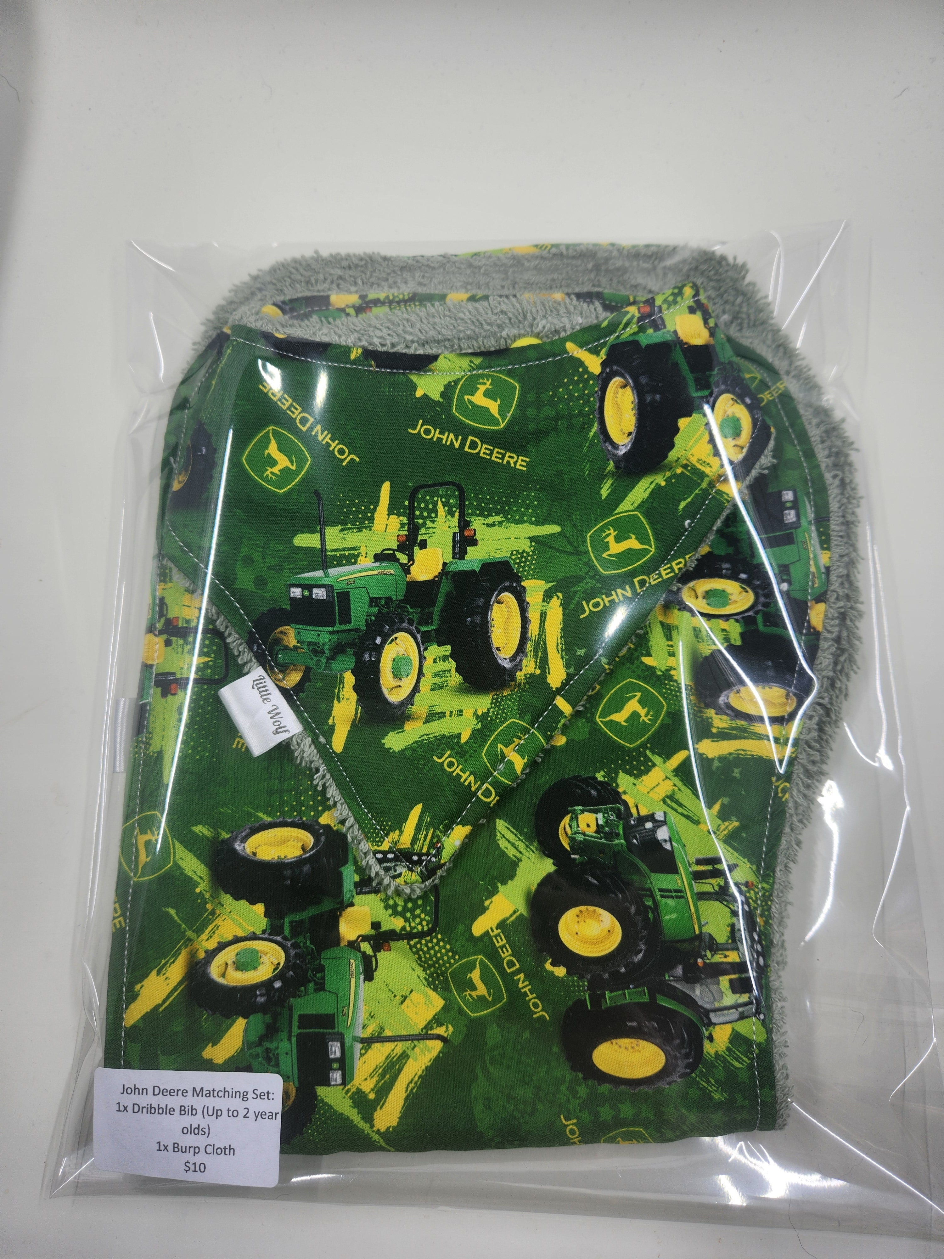 Tractor Bib + Burp Cloth Set