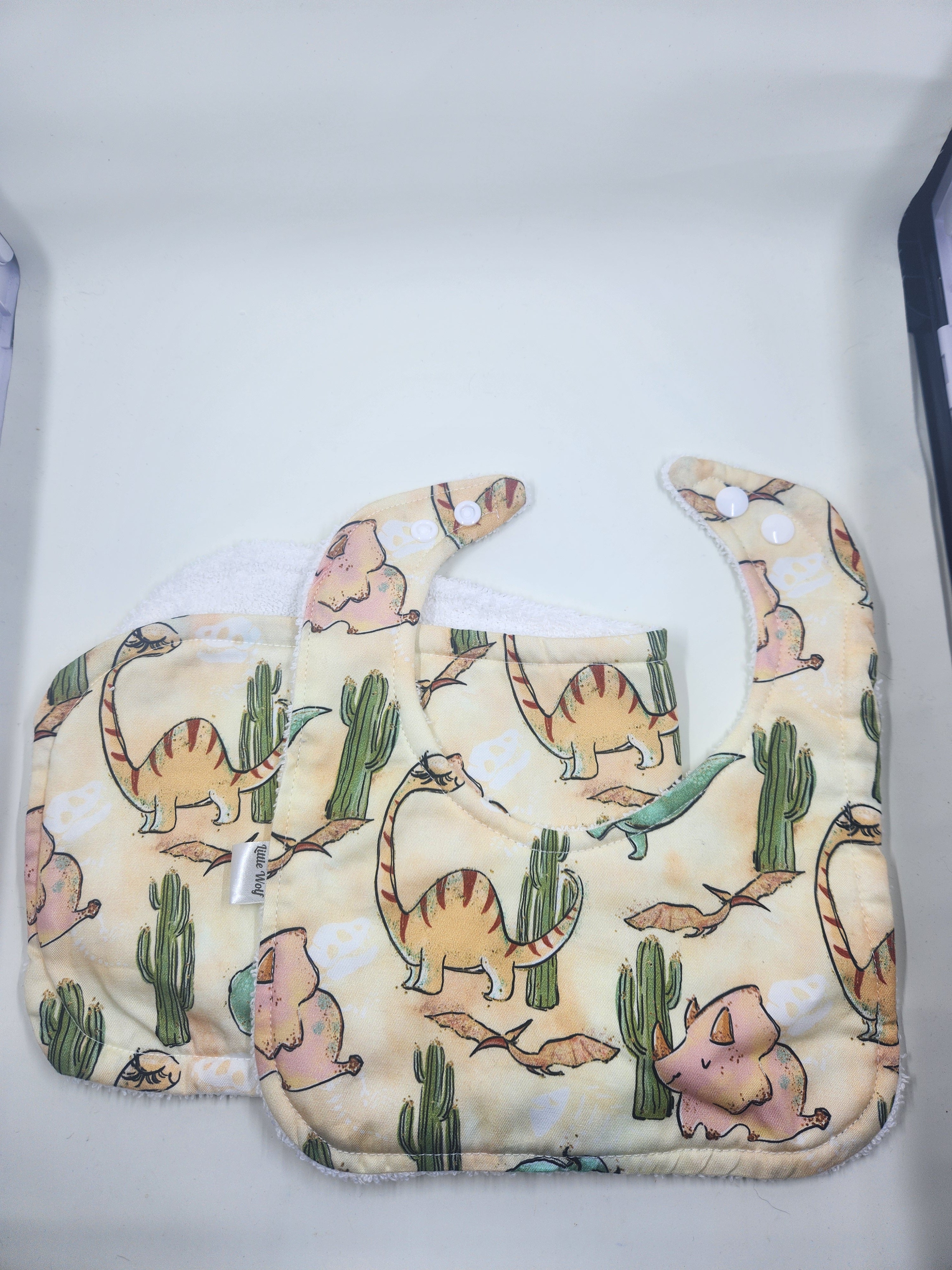 Cream Dino Bib + Burp Cloth Set