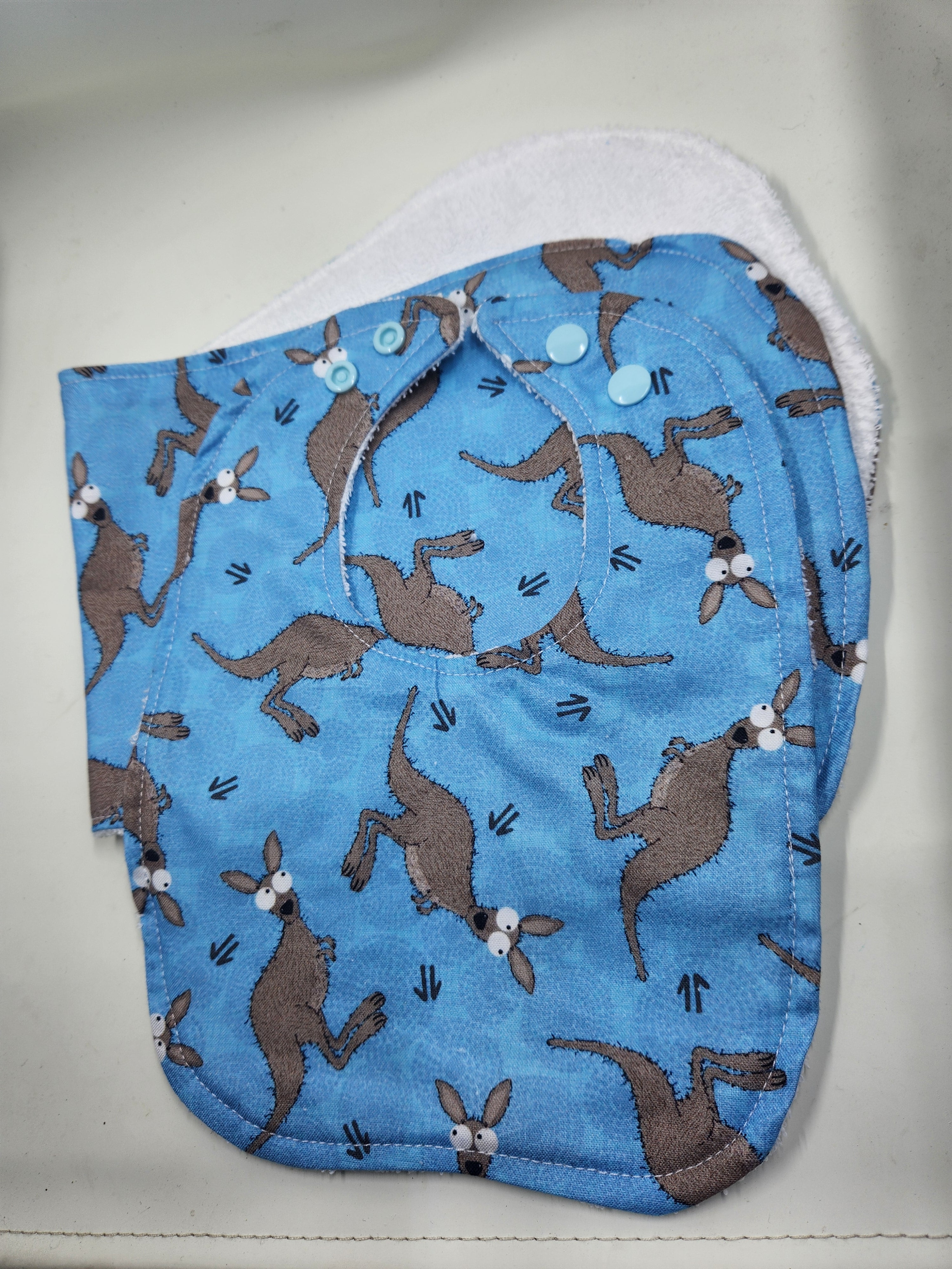 Blue Kangaroo Bib + Burp Cloth Set