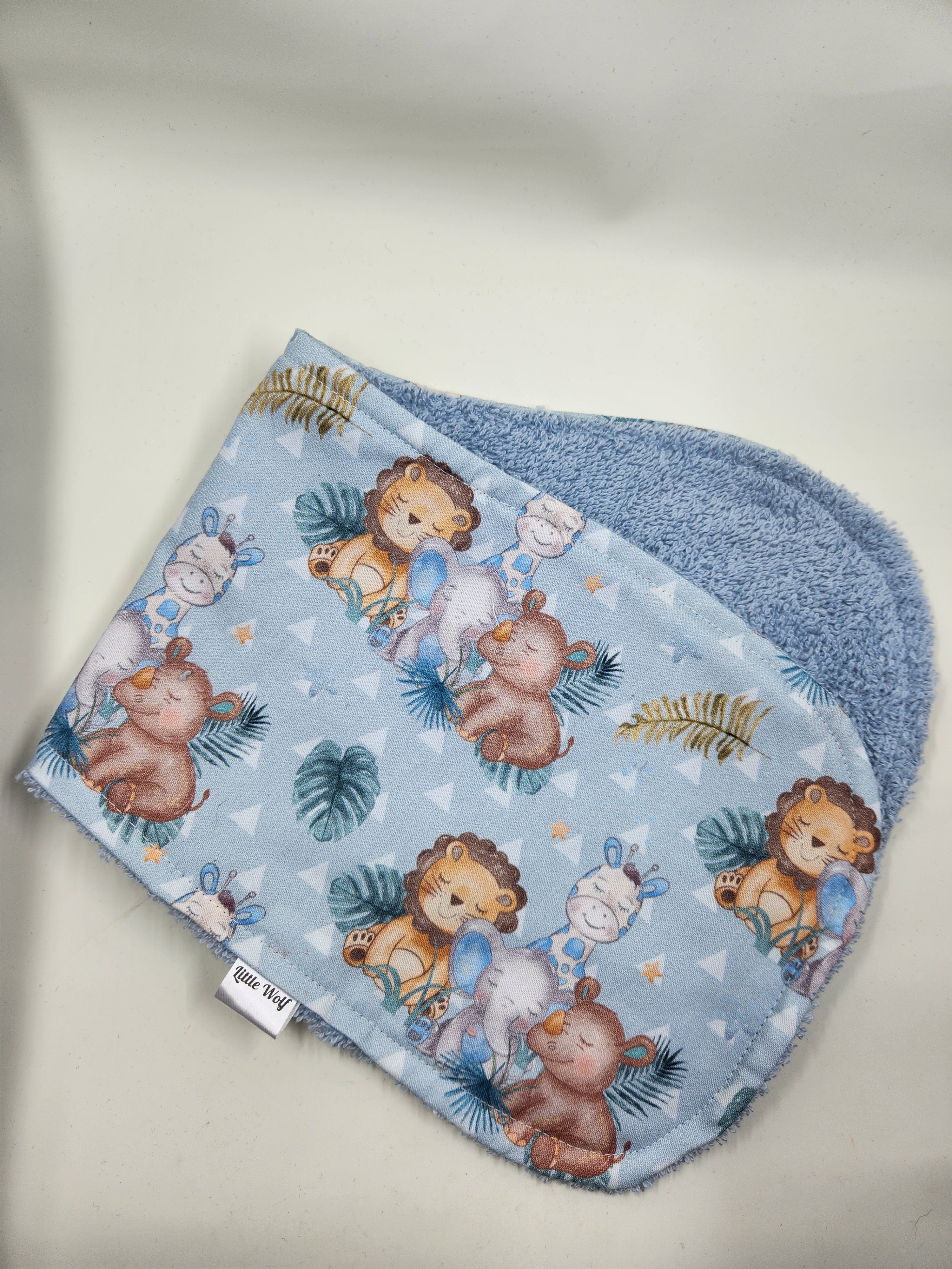 Blue Safari Animals Burp Cloth