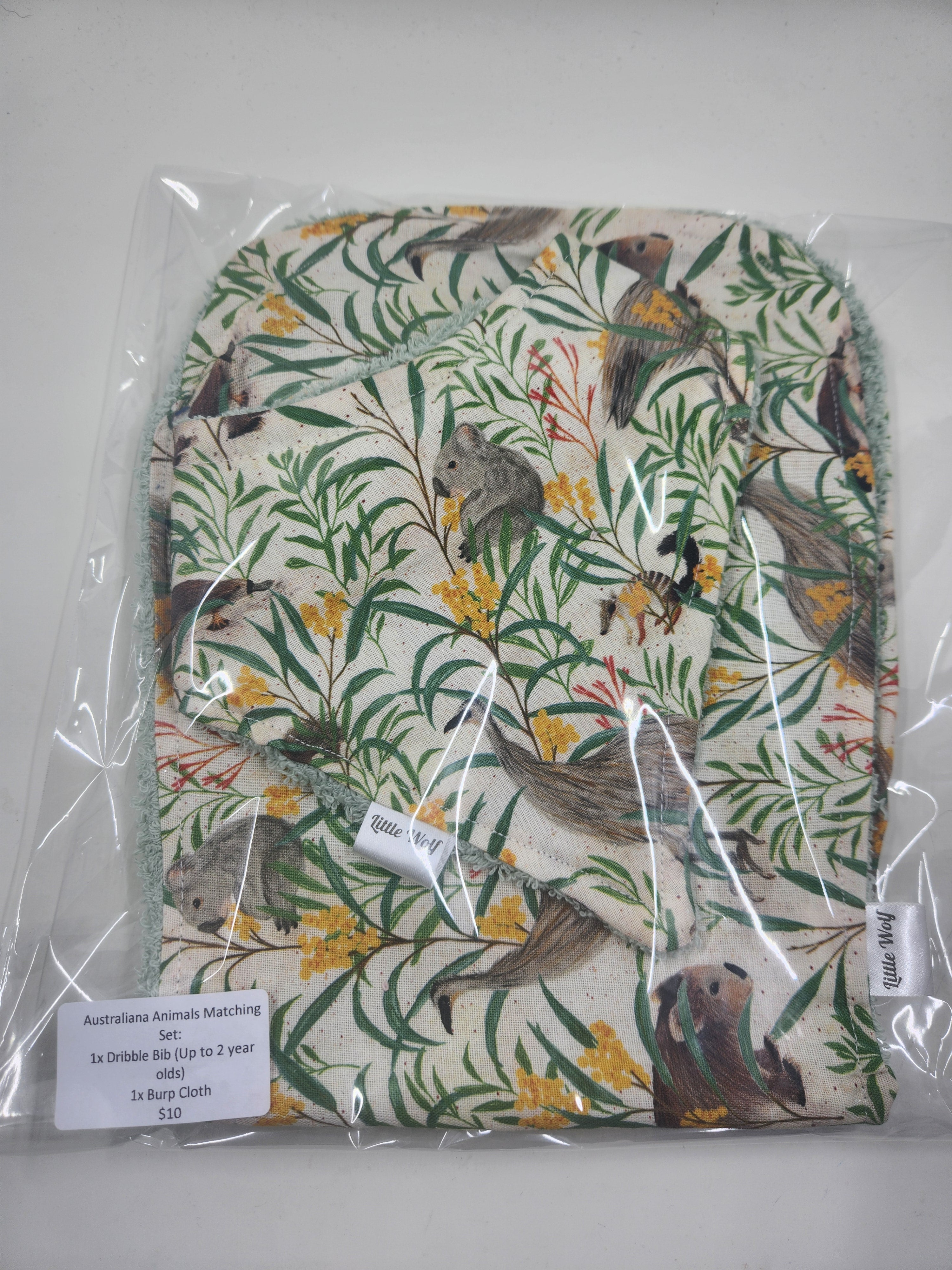 Australiana Bib + Burp Cloth Set