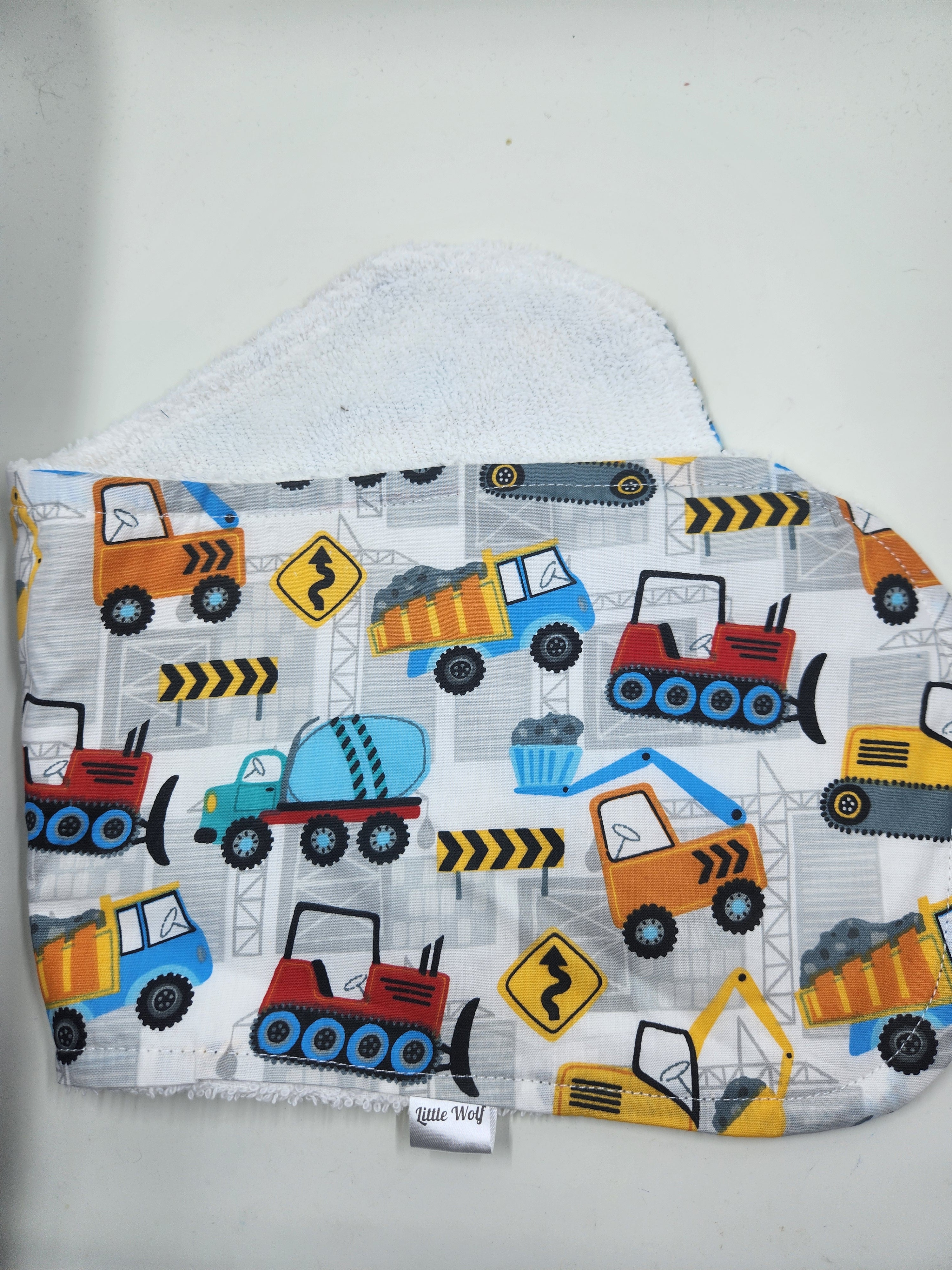 White Construction Burp Cloth