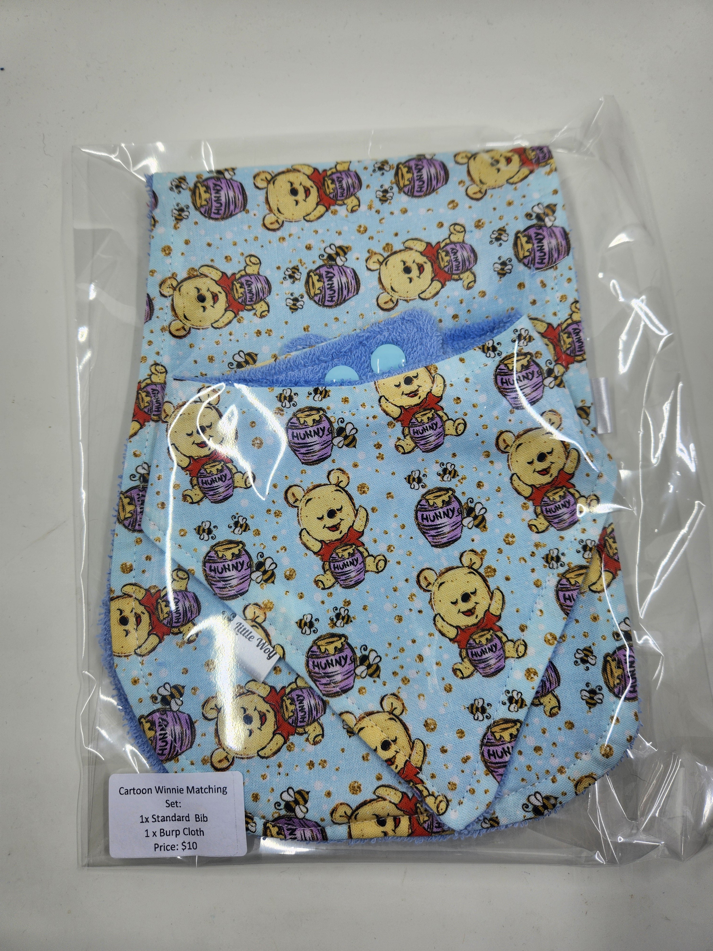 Cartoon Winnie  Bib + Burp Cloth Set